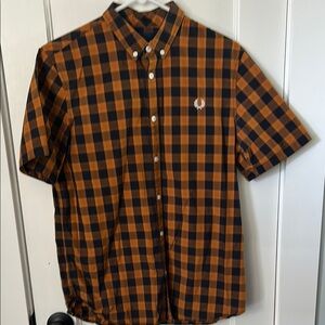 Fred Perry Orange and Black Casual Button Down Shirt